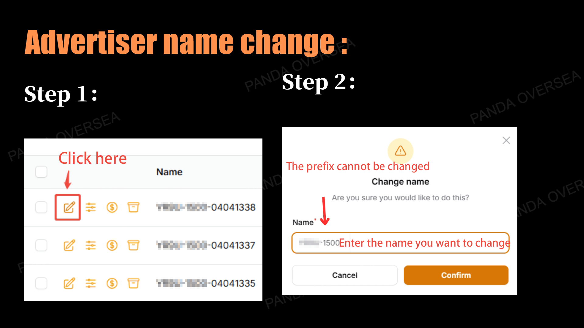 How can advertisers change their names
